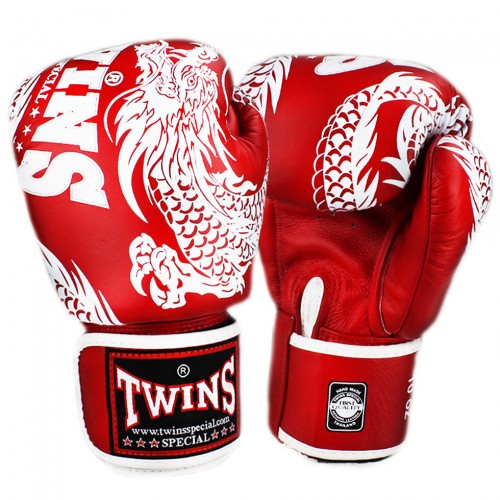 Боксерские перчатки Twins Special с рисунком (FBGV-49 white/red)